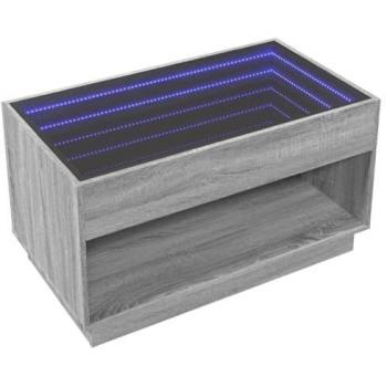 Mesa de centro con Infinity LED gris Sonoma 90x50x50 cm, mesita de Centro, Mesa Auxiliar, Mesa de salón
