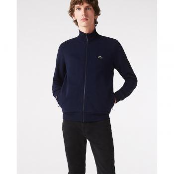 Lacoste Regular Fit Brushed Fleece Zip Sweater - Navy Blue - Size XL - Male - Blue Crocodile Logo