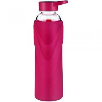 Justfwater Deporte Botella de Agua de Cristal con Funda de Silicona