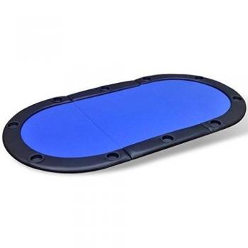 vidaXL Tablero de póker Plegable para 10 Jugadores de Color Azul Material MDF