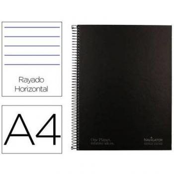 Cuaderno espiral Navigator A4 Micro Tapa Forrada 80H 80gr Horizontal 1 Banda Color Negro