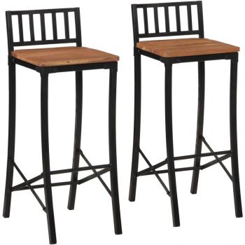 Taburetes altos 2 uds madera maciza de acacia Marrón