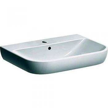Lavabo Geberit Smyle 65x48 cm con orificio para grifería y rebosadero, color blanco con KeraTect