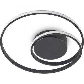 Plafón LED Youna, negro, aluminio, 39 cm, atenuable