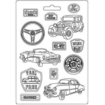Stamperia International Stamperia-Molde Suave-Deseo-Coches Vintage, Blanco, A4