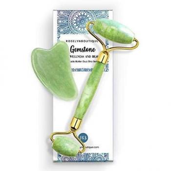 Gua Sha & Jade Roller for Face Set Self Care Gifts for Women - Facial Skin Care Tools Muscle Roller Massager Relaxing Relieve Wrinkles - Natural Healing Crystal Stone