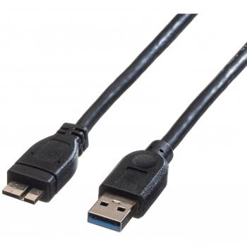 Cable USB 3.0 A macho a Micro A macho 0,8 m negro apantallado