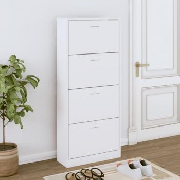 Zapatero de Madera Contrachapada VidaXL, Armario para Pasillo y Entrada, 63x24x147 cm, Colores Blanco, Negro y Roble Sonoma