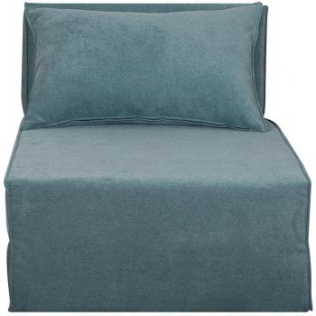 Sillón cama de 1 plaza de tejido efecto aterciopelado azul VICTOR