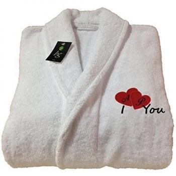 DÍA DE SAN VALENTÍN REGALO ÉL/ELLA CUELLO PERSONALIZADA TRAJE DE BAÑO BLANCO - REF, ALBORNOZ I LOVE YOU