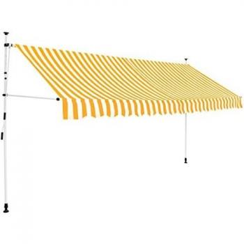vidaXL Manual Retractable Awning 350 cm Orange and White Stripes - Type: Manual Retractable Awning, Size: 350 cm, Color: Orange and White Stripes
