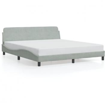 Cama solar sin colchón gris claro 180x200 cm terciopelo con estructura de cama y cabecero en terciopelo gris claro