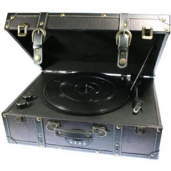 Tocadiscos Maleta Modelo Marylin con Lector de USB y Tarjetas SD/MMC y Entrada de Audio RCA. FH-05
