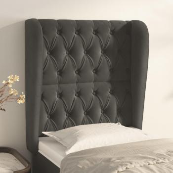Cabecero con orejas de terciopelo gris oscuro 83x23x118/128 cm
