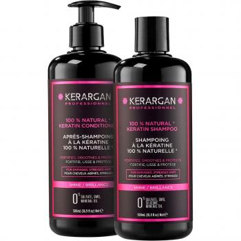 Kerargan - Champú y Acondicionador con Keratina para Fortificar e Hidratar - Cabello Dañado - Libre de Sulfatos, Parabenos y Siliconas - 2x500 ml