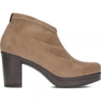 Botines de Mujer Pedro Miralles 26500 Ante Strech Taupe (40) con tejido elástico, tacón ancho y plataforma, suela de goma, color liso y diseño clásico
