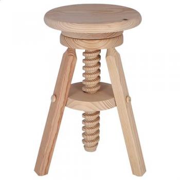 Taburete Giratorio Bajo de Madera de Pino Sin Barniz 29x64 cm