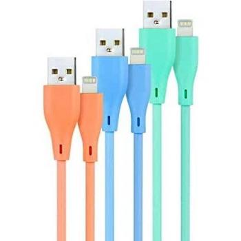NANOCABLE 10.10.0401-A1 - Pack de 3 Cables USB 2.0, Compatibles para Dispositivos Apple, Colores Rosa