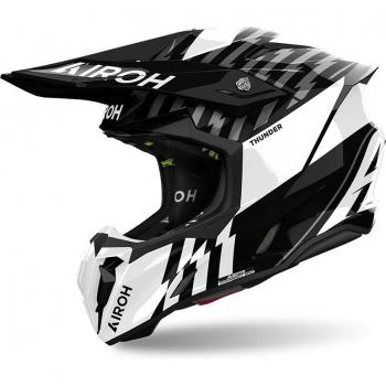 Airoh Casco Off-road Twist III Thunder - Negro Blanco Brillante, tamaño L