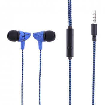 Auriculares internos universales trenzados de nailon con micrófono y control de graves pesados, estéreo craquelado