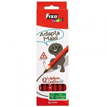 Fixo 33451 Adapta Maxi Lápices de Grafito, Dureza HB, Lapiz Triangular, Grafito, Talla unica, Caja de 12