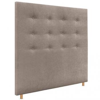 Cabecero Capitoneado hasta el Suelo 135x120cm Tapizado en Tela Aqualine y Polipiel Tierra para Cama Dormitorio