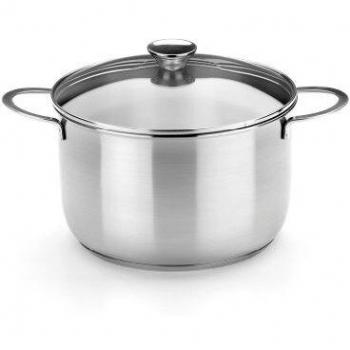 BRA Braisogona_A393953 Ancora - Olla, 20 cm, Acero Inoxidable 18/10, con Tapa de Cristal