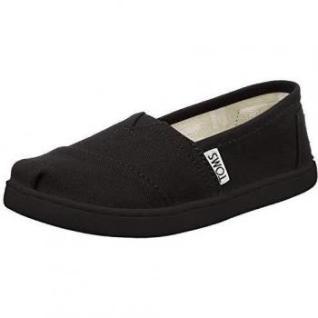 TOMS Youth Black Canvas Alpargata Slip-On Shoes
