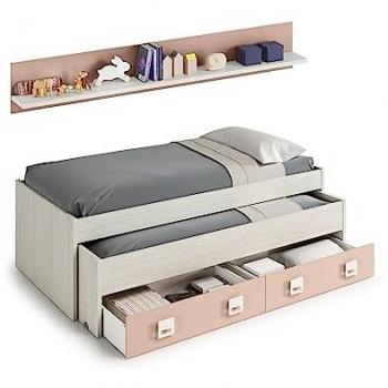Cama matrimonial Clorinda - Cama contenedor con funda extraíble, cabecero tapizado, estructura de 100% Made in Italy y colchón incluido (160x200 cm)