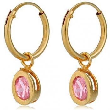 Córdoba Jewels | Pendientes en plata de ley 925 bañada en oro con zirconita con diseño Aritos Oval Zirconium Rosa
