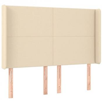 Cabecero con LED de tela color crema 147x16x118/128 cm