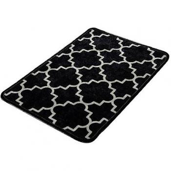 Alfombra de Baño Antialérgica Micro-Poliamida Negra y Blanca 40x60 Cm