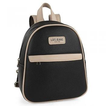 Mochila Bolso Casual Mujer Lois - Antirrobo, Polipiel, Pequeña, Negra