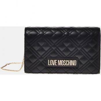 Love Moschino - Cartera de mano pequeña acolchada en negro con solapa
