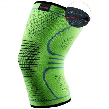 Kuangmi Rodillera Soporte Rodillera Patella Estabilizador Compresión Manga para correr - Baloncesto - Voleibol - Deportes - Ideal para mujeres - Hombres - Niños, 1 pieza, Advanced Green L