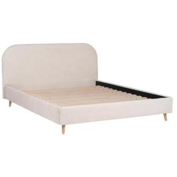 Cama 160 x 200 cm - Tela efecto rizado - Crudo - SANTADI