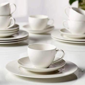 Juego de Café Villeroy & Boch Basic White 18 Piezas, Porcelana Fina Alemana, Para 6 Personas, Incluye 6 Tazas de Café (200ml), 6 Platillos (14cm) y
