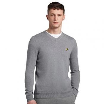 Lyle & Scott Men's V-Neck Merino Cotton Sweater - Grey Marl, Size XL