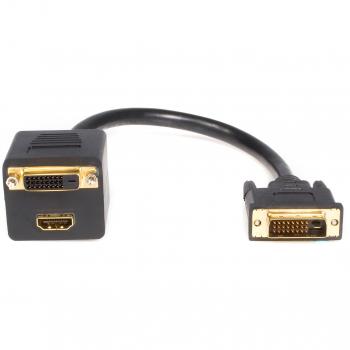 StarTech.com DVISPL1DH 1 ft DVI-D to DVI-D & HDMI Splitter Cable - M/F