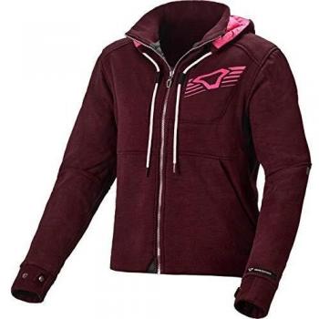 Macna Chaqueta textil de moto con capucha para mujer en color rojo