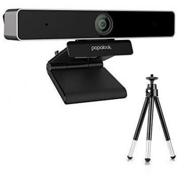 PAPALOOK Webcam 2K con Micrófono Estéreo,Trípode y Web CAM Cover, Cámara Web Plug & Play para Video Chat y Grabación, Compatible con Windows, Mac y Android