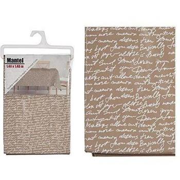 BigBuy Home S3607272 Mantel Letras Plástico, Materiales Varios, Multicolor, 140 X 140 Cm