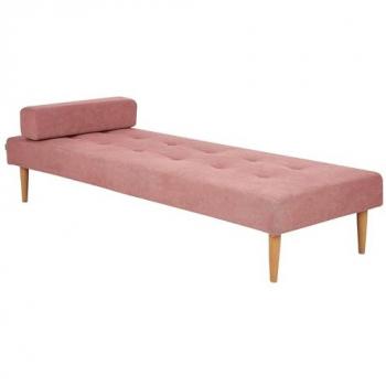 Chaise Longue Moderno Minimalista Rosa de Tela Niort con Cojín y Estructura de Metal