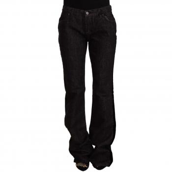 GF Ferre Black Mid Waist Cotton Denim Straight Boot Cut Jeans - W28 | IT42