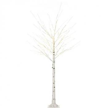 HOMCOM Árbol de Abedul 180 cm con 96 Luces LED IP44 Blanco Cálido Ramas Flexibles y Base Lámpara de Árbol Decoración Navidad para Interiores 22x22x180 cm