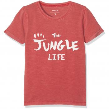 NAME IT Nitgray Ss Top Mz, Camiseta para Niños, Rojo