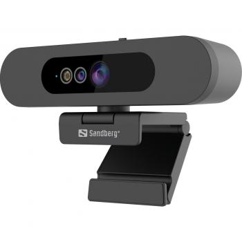 Cámara Web USB FHD Sandberg Face-ID 2, 2MP, Micrófono con Reducción de Ruido, Reconocimiento Facial, Corrección Automática de Luz, Interruptor de Privacidad, Garantía de 5