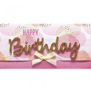 Tarjeta de cumpleaños con texto en inglésLettering Surprise