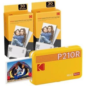 Kodak Mini 2, Impresora Fotos movil + 68 Fotos, Mini Impresora Pequeña De Fotos Instantáneas Tamaño 54X86Mm, Compatible con Smartphones iOS y Android - Amarillo