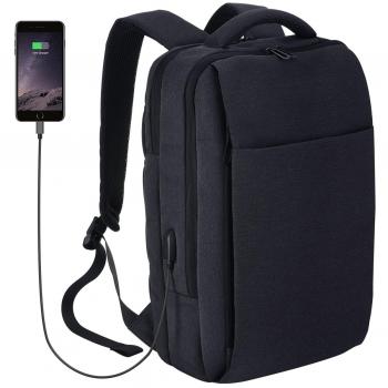 OMORC Mochila Antirrobo Impermeable, Mochila Portátil Negocios para Laptop de 15.6 Pulgadas con Puerto USB, Mochila Escolar Ordenador para Diario, Trabajo, Viaje - Negro